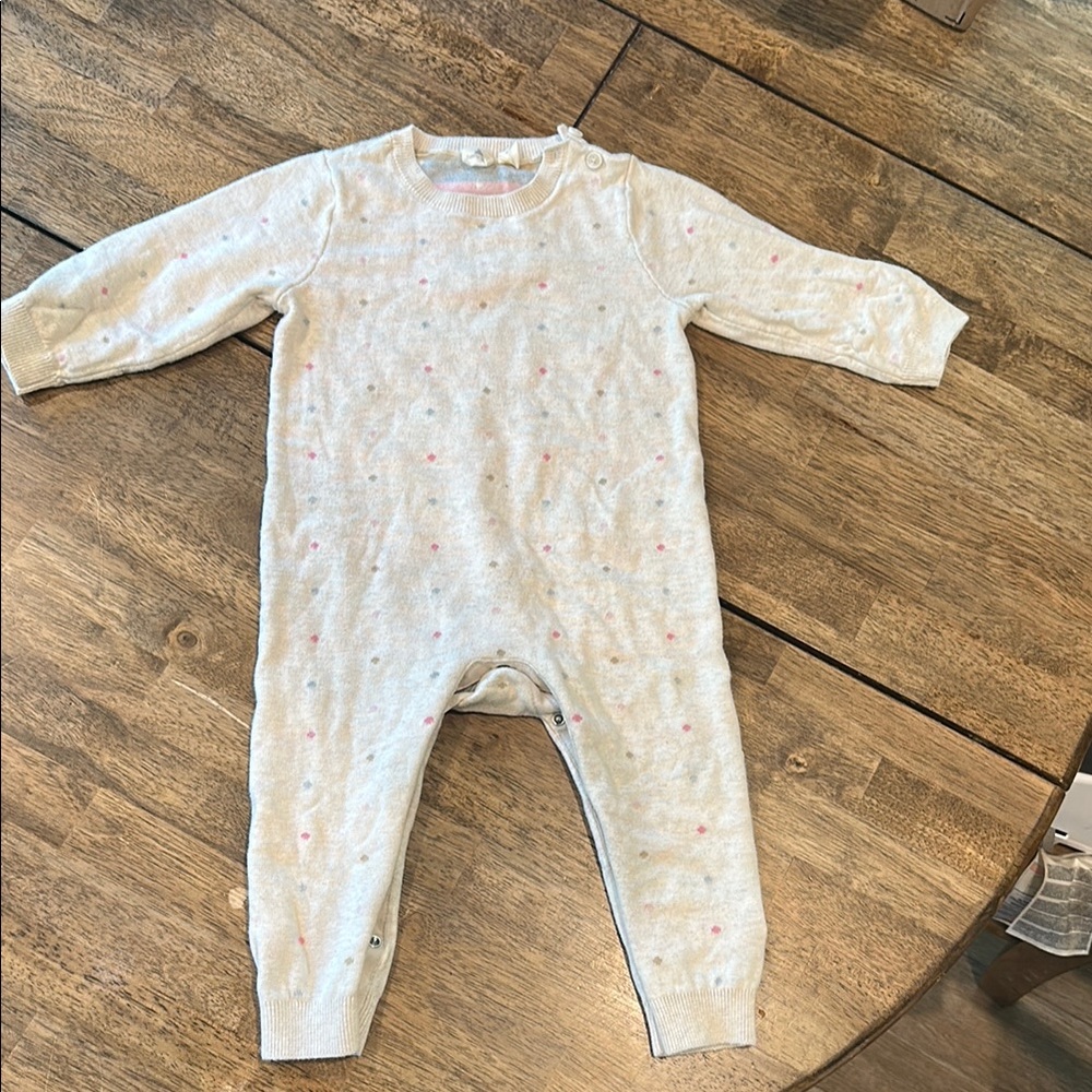 GAP Cream Knit Baby One-Piece with Pink Dot Accents